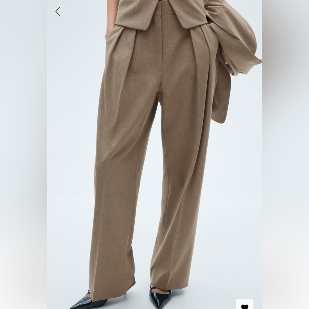 Mango Tan Wide Leg Women's Pants